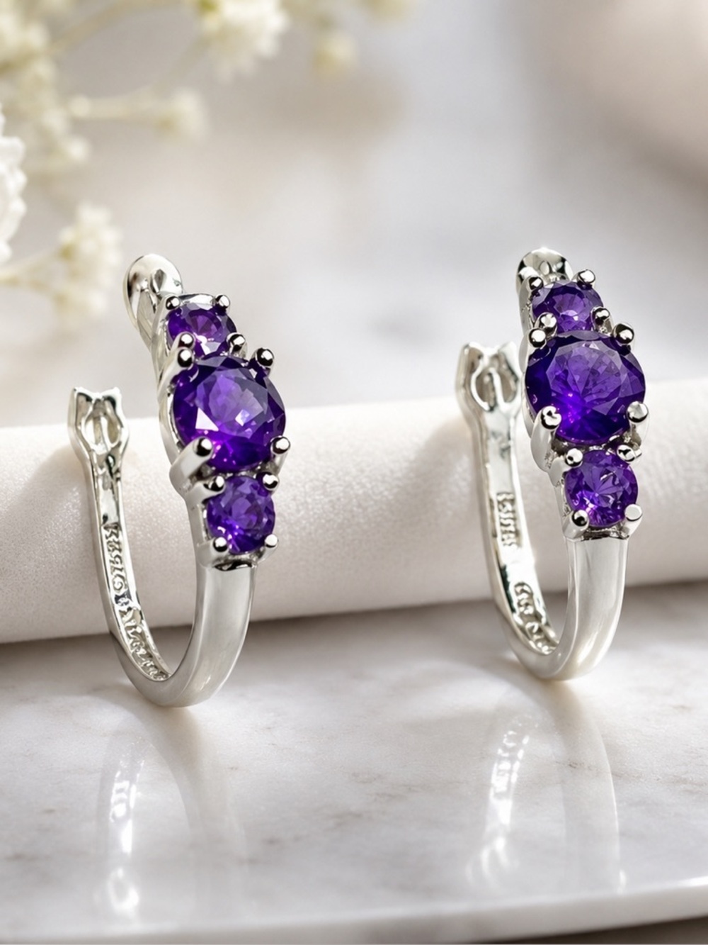 Amethyst 925 Sterling Earrings